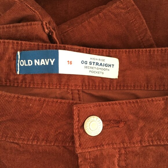 Old Navy High-Waisted OG Straight Corduroy Ankle Pants, Size 16, Red Dirt - Picture 5 of 5